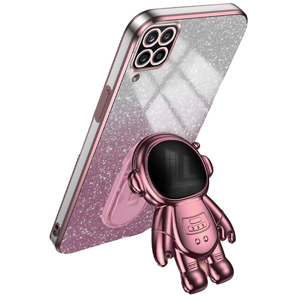 Til Samsung Galaxy A22 4G (EU Version) PC+TPU cover støvtæt telefonskal med astronaut-stativ