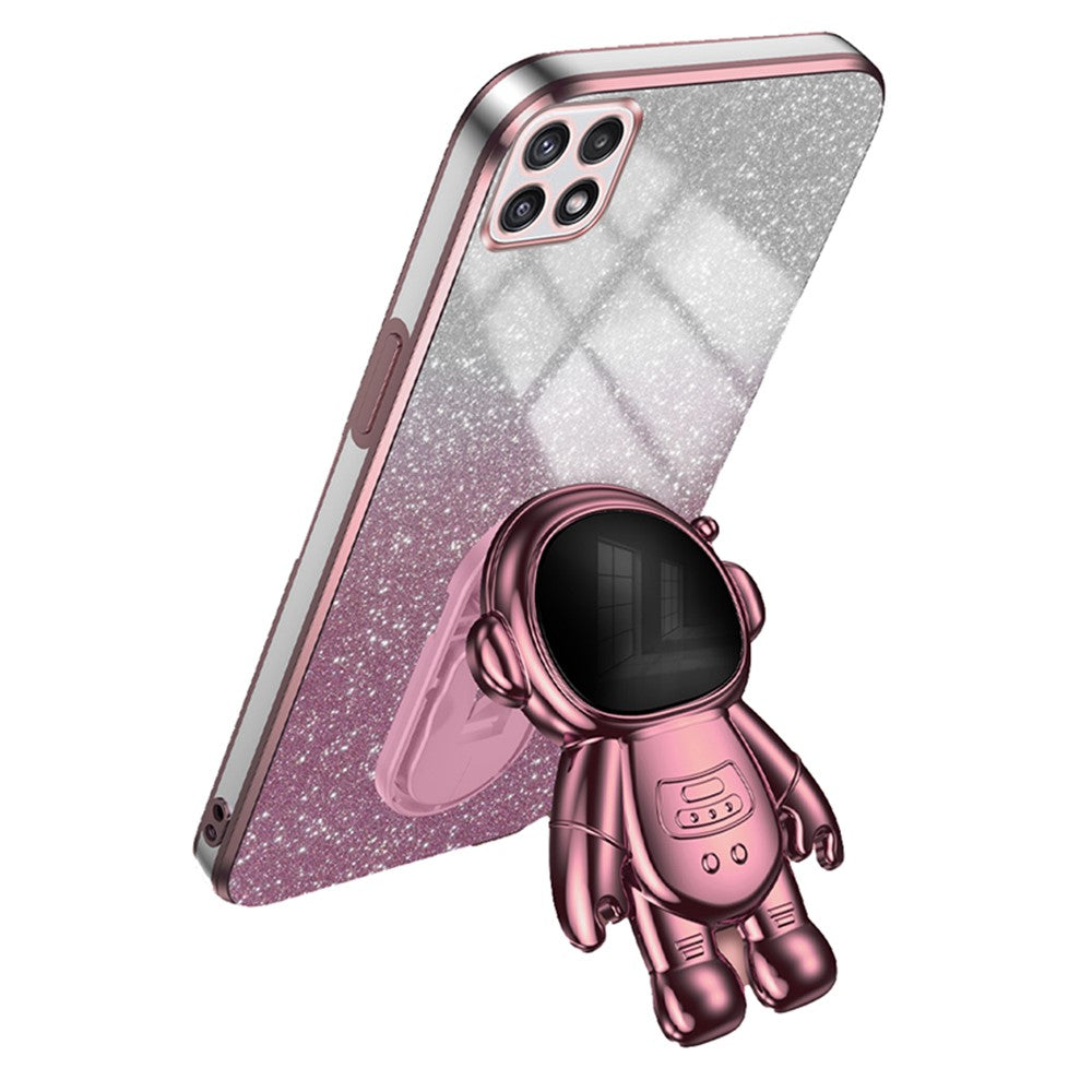 For Samsung Galaxy A22 5G (EU Version) Dustproof Phone Cover Astronaut Kickstand PC+TPU Case