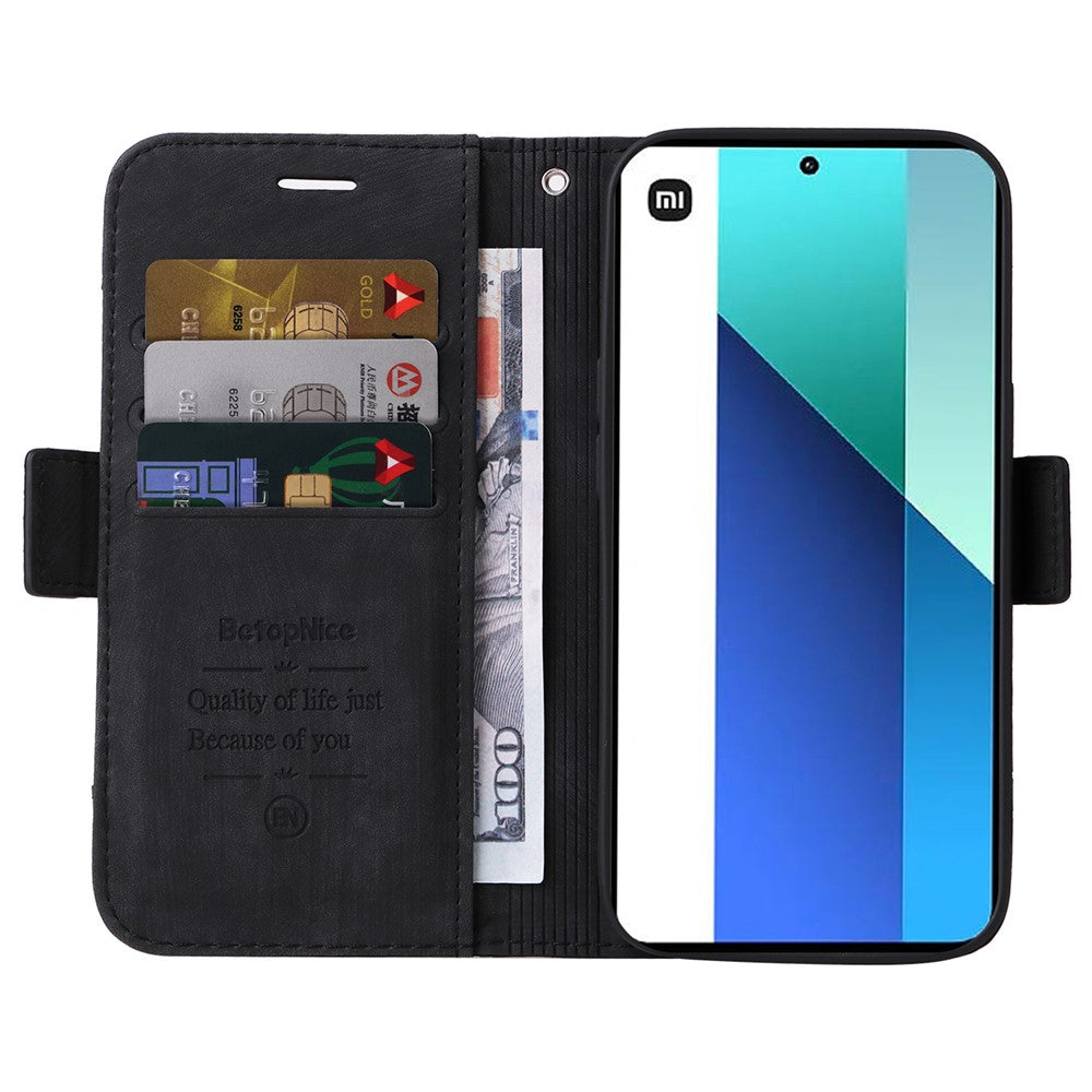 BETOPNICE 001 for Xiaomi Redmi Note 13 4G Case Imprinted Leather Phone Wallet Cover