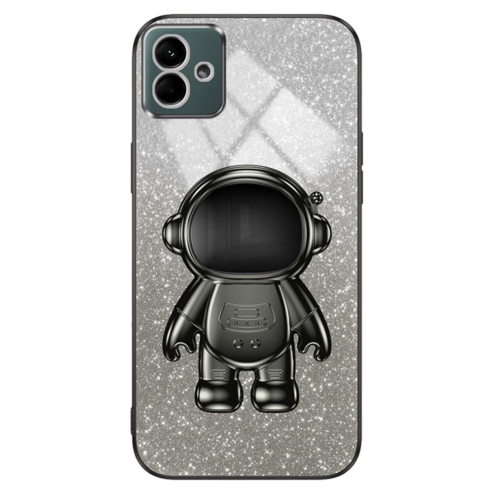 For Samsung Galaxy A04e 4G / F04 4G / M04 4G Phone Case Electroplated Cover with Astronaut Kickstand