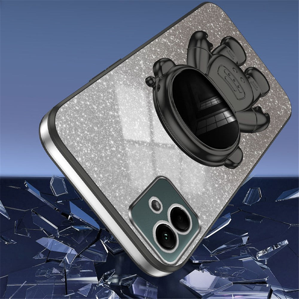 For Samsung Galaxy A04e 4G / F04 4G / M04 4G Phone Case Electroplated Cover with Astronaut Kickstand