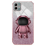 For Samsung Galaxy A04e 4G / F04 4G / M04 4G Phone Case Electroplated Cover with Astronaut Kickstand