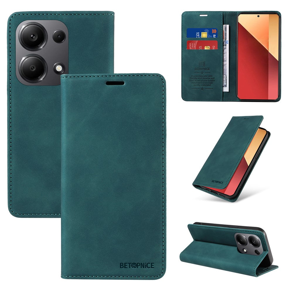 BETOPNICE 003 For Xiaomi Redmi Note 14S 4G / Note 13 Pro 4G / Poco M6 Pro 4G Phone Cover Leather RFID Blocking Case