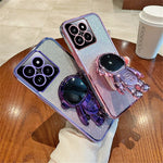 For Xiaomi 14 Case Shockproof Astronaut Kickstand Electroplating Cell Phone Cover