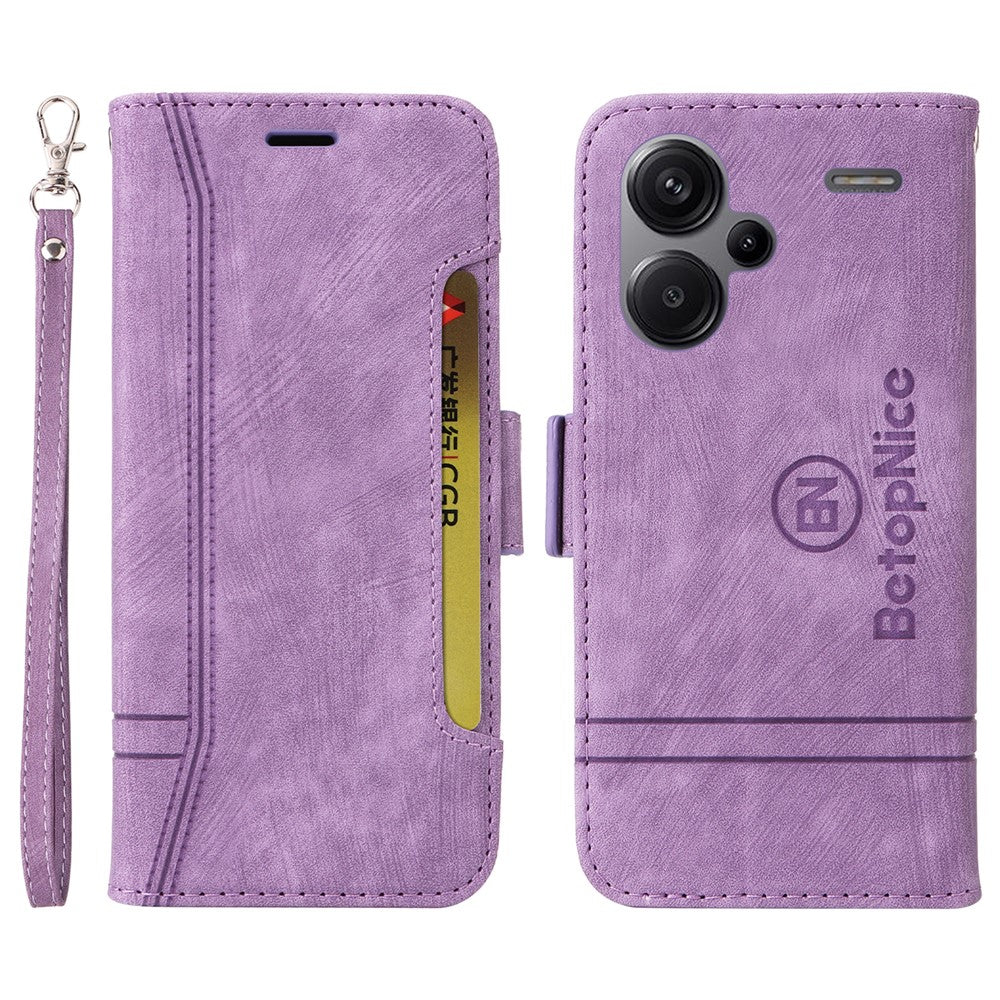 BETOPNICE 001 for Xiaomi Redmi Note 13 Pro+ 5G Phone Case Imprinted Lines Pattern Wallet Cover