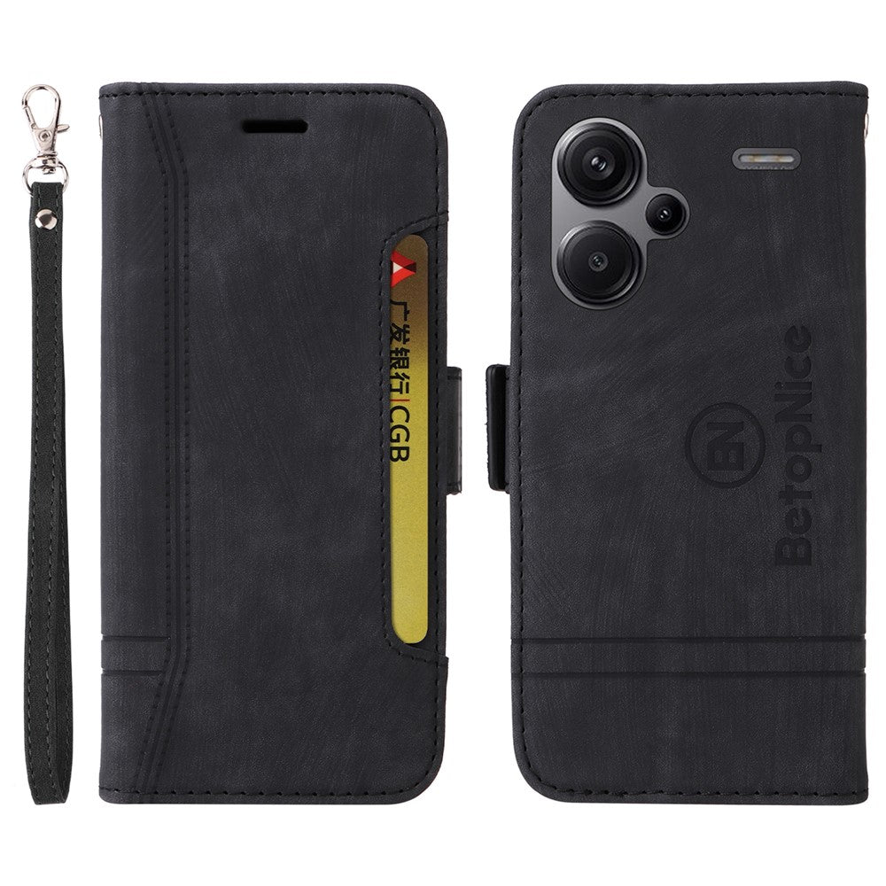 BETOPNICE 001 for Xiaomi Redmi Note 13 Pro+ 5G Phone Case Imprinted Lines Pattern Wallet Cover