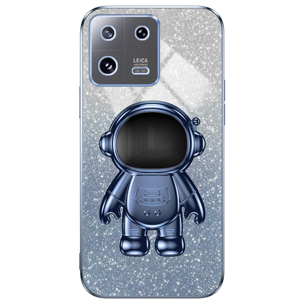 Xiaomi 13 Cover Glitter PC+TPU Elektropläterat mobilskal med Söt Astronaut Stativ