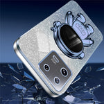 For Xiaomi 13 Cover Glitter PC+TPU Electroplated Phone Case with Cute Astronaut Kickstand