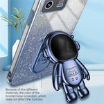 For Xiaomi 13 Cover Glitter PC+TPU Electroplated Phone Case with Cute Astronaut Kickstand