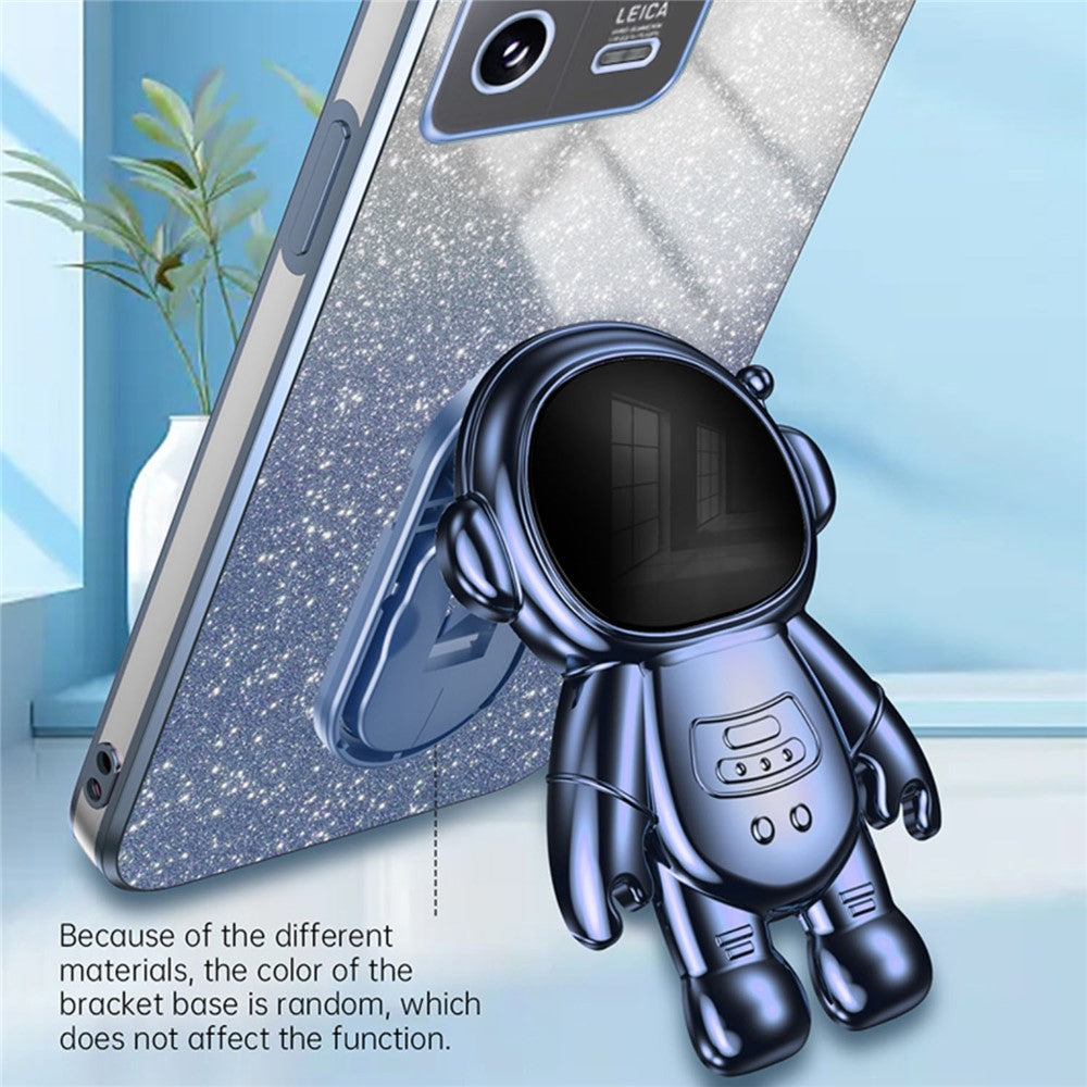For Xiaomi 13 Cover Glitter PC+TPU Electroplated Phone Case with Cute Astronaut Kickstand