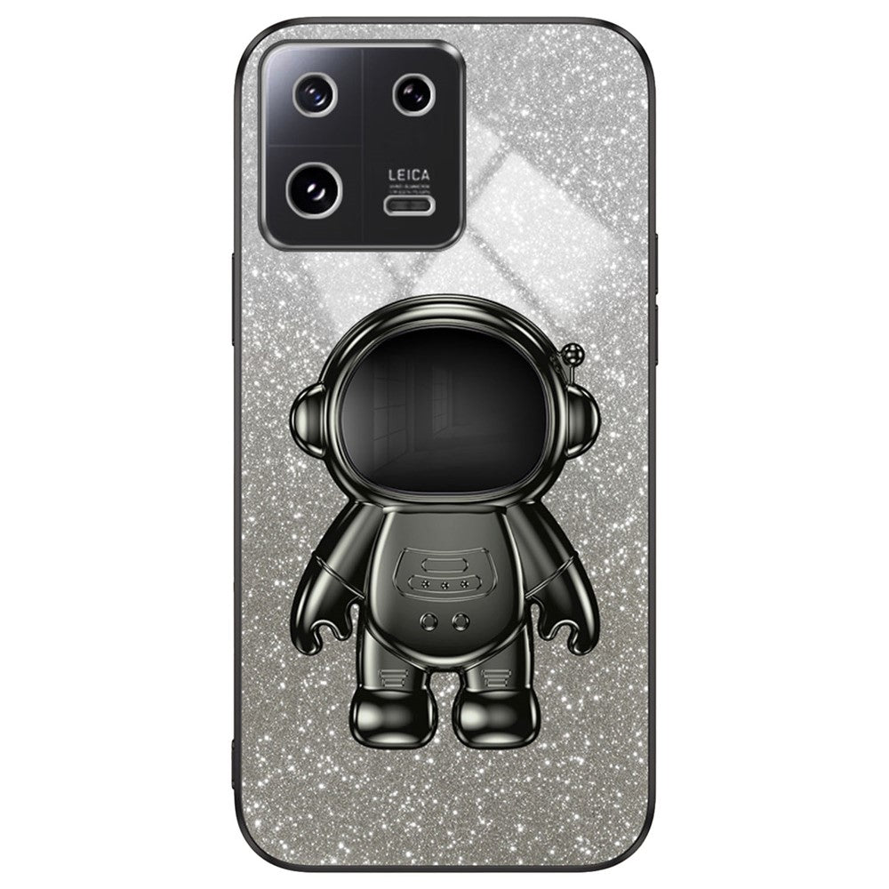 For Xiaomi 13 Cover Glitter PC+TPU Electroplated Phone Case with Cute Astronaut Kickstand