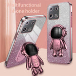 For Xiaomi 13 Pro 5G Phone Case Glitter Powder Electroplated Cover with Astronaut Kickstand