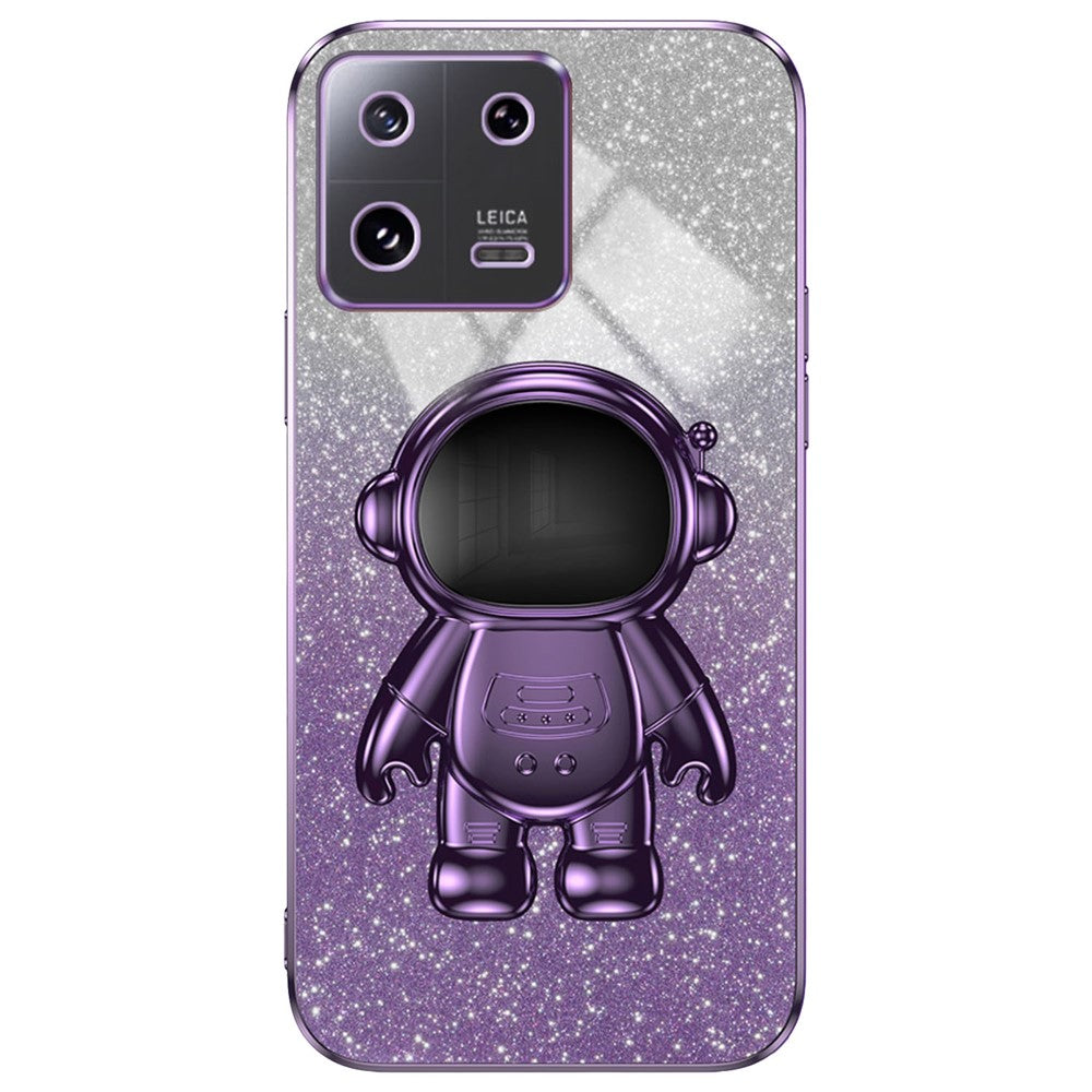 For Xiaomi 13 Pro 5G Phone Case Glitter Powder Electroplated Cover with Astronaut Kickstand
