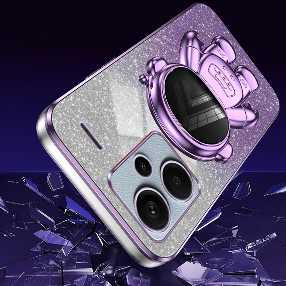 For Xiaomi Redmi Note 13 Pro+ 5G Phone Case Astronaut Kickstand Anti-shock Electroplated Cover