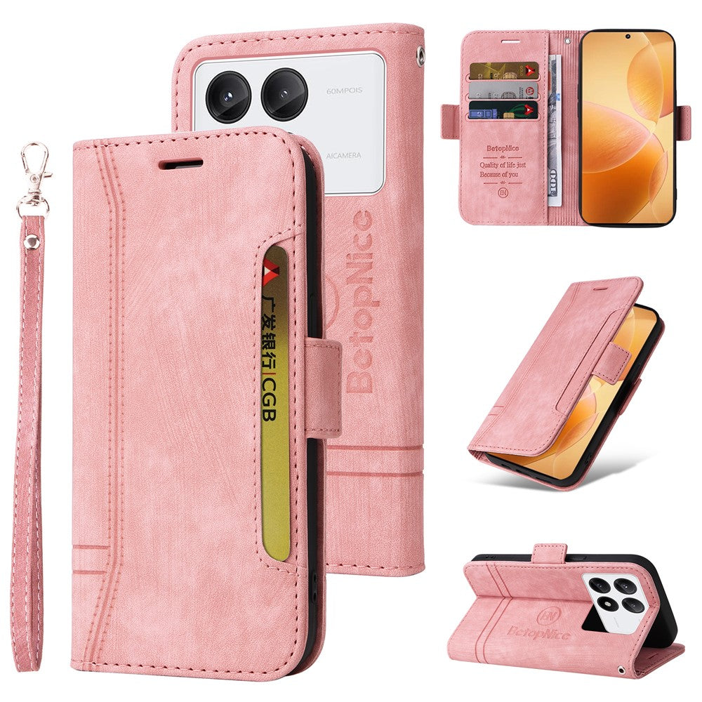 BETOPNICE 001 for Xiaomi Redmi K70E 5G / Poco X6 Pro 5G Case Folding Wallet Phone Shell