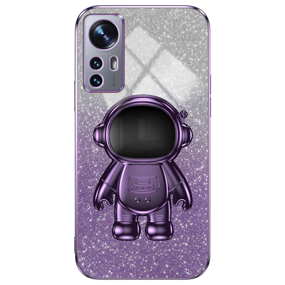 For Xiaomi 12 Lite 5G Cellphone Case PC+TPU Electroplating Astronaut Kickstand Protective Cover