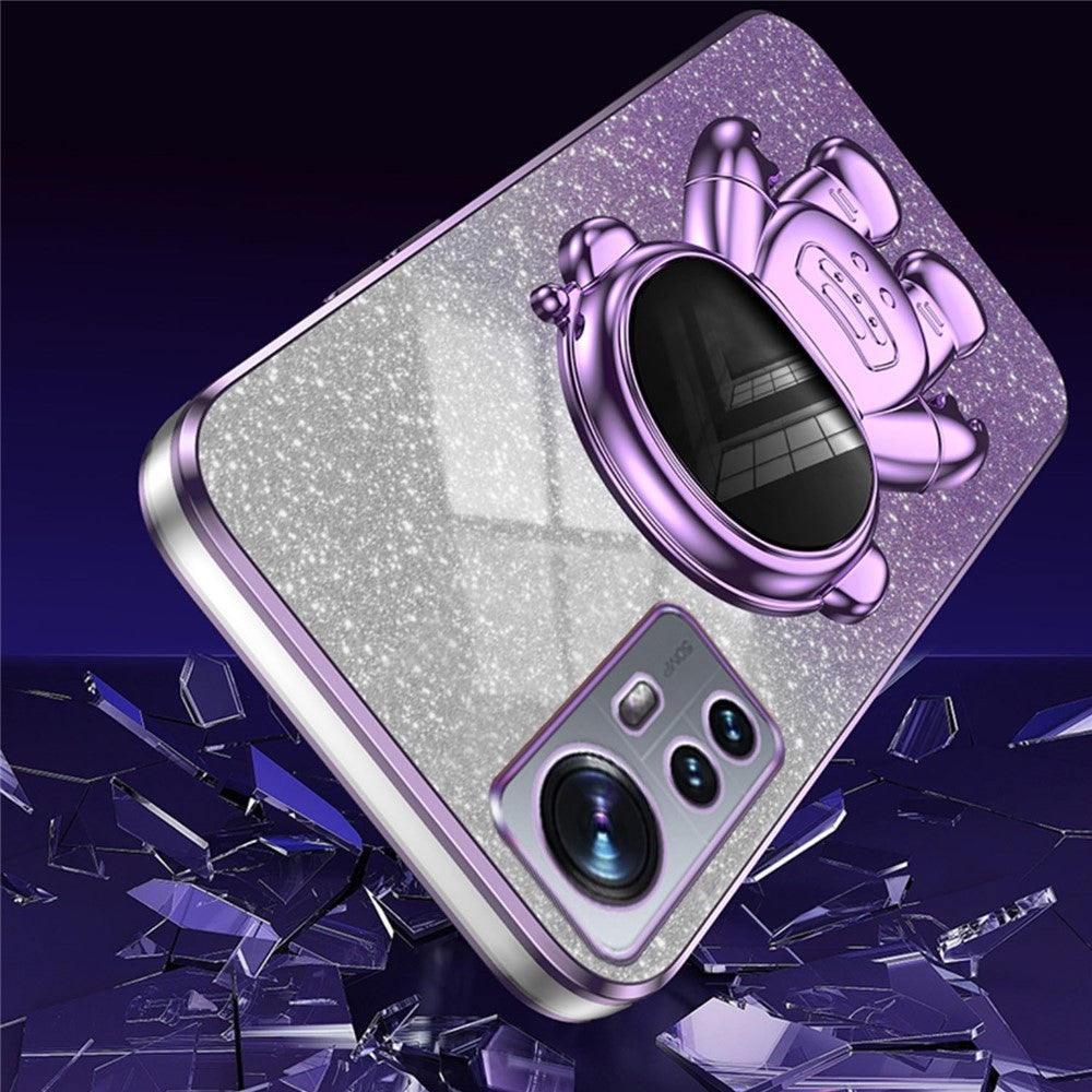 For Xiaomi 12 Lite 5G Cellphone Case PC+TPU Electroplating Astronaut Kickstand Protective Cover