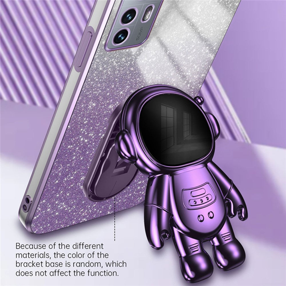 For Xiaomi 12 Lite 5G Cellphone Case PC+TPU Electroplating Astronaut Kickstand Protective Cover