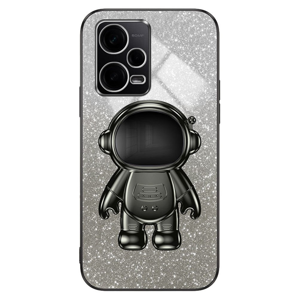 For Xiaomi Redmi Note 12 Pro 5G Cell Phone Case Stylish Glitter Powder PC+TPU Cover with Kickstand