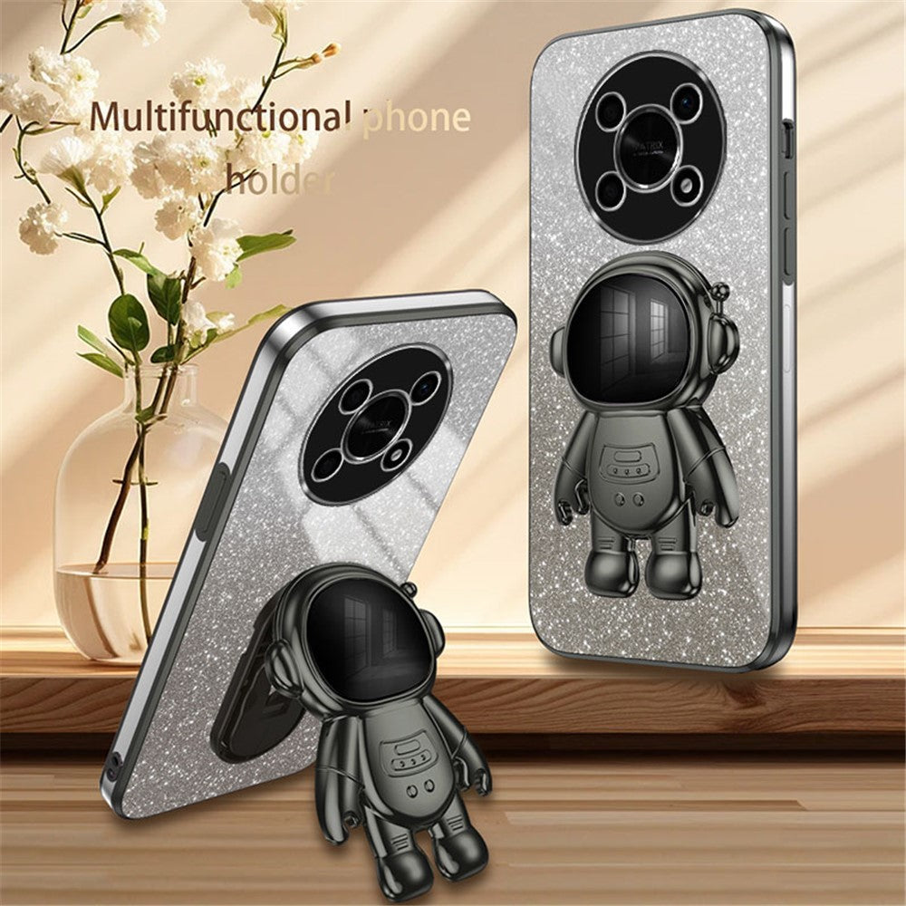 PC+TPU Case for Honor X30 5G , Glitter Powder Astronaut Kickstand Phone Cover