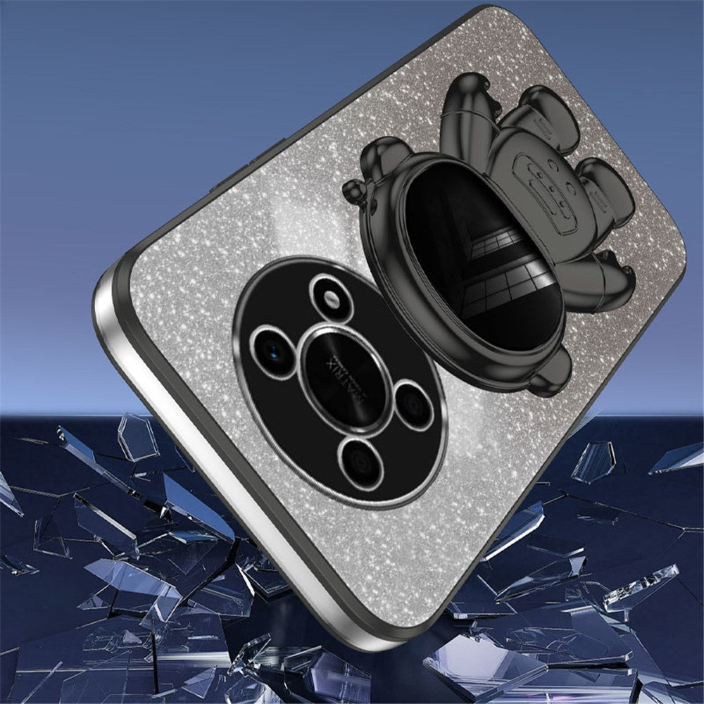 PC+TPU Case for Honor X30 5G , Glitter Powder Astronaut Kickstand Phone Cover