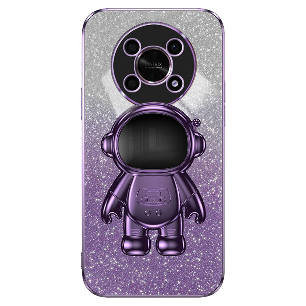 PC+TPU Case for Honor X30 5G , Glitter Powder Astronaut Kickstand Phone Cover