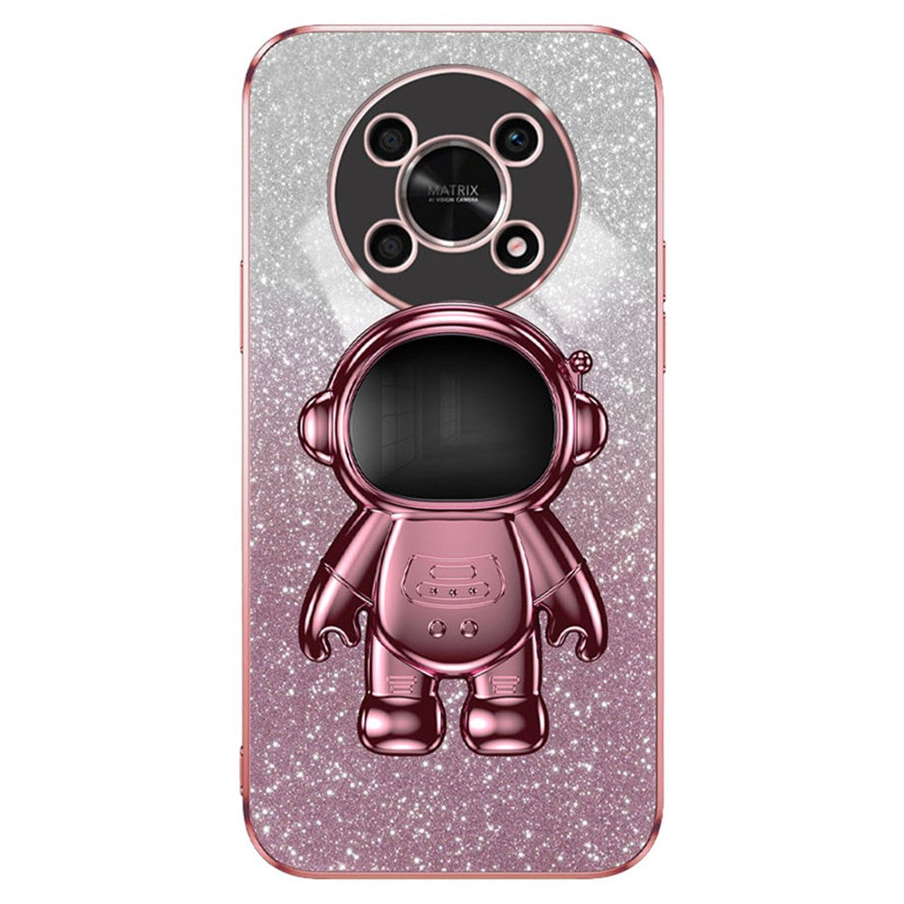 PC+TPU Case for Honor X30 5G , Glitter Powder Astronaut Kickstand Phone Cover
