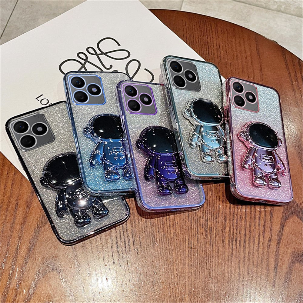 For Honor X50i+ 5G Electroplating PC+TPU Case Astronaut Kickstand Phone Cover