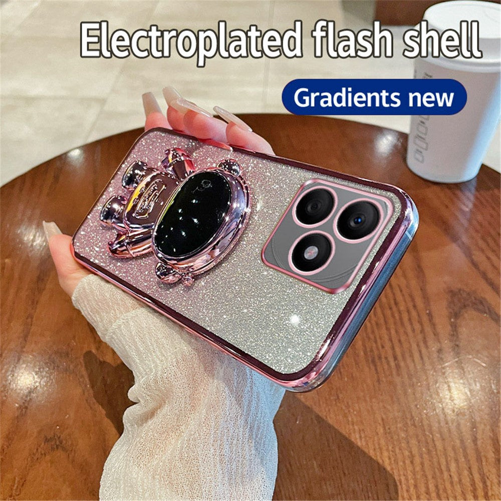 For Honor X50i+ 5G Electroplating PC+TPU Case Astronaut Kickstand Phone Cover