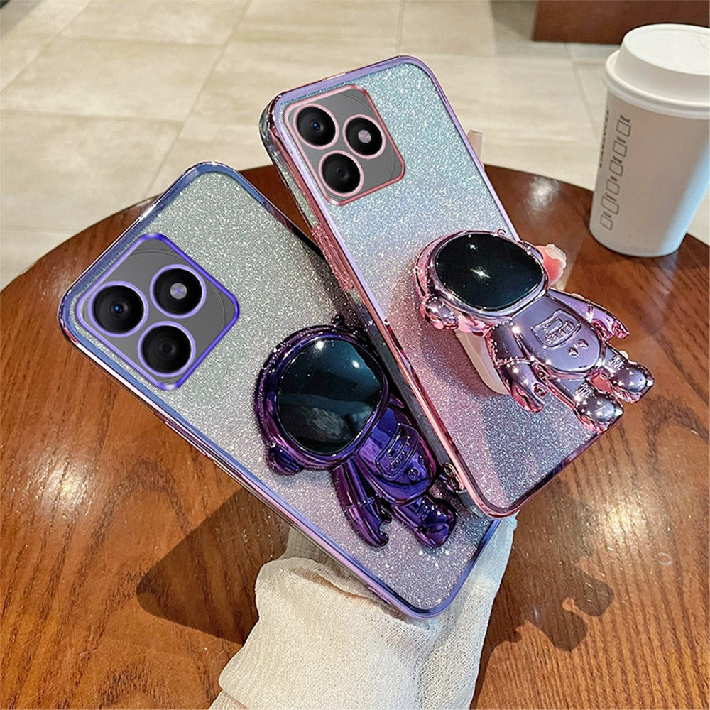 For Honor X50i+ 5G Electroplating PC+TPU Case Astronaut Kickstand Phone Cover