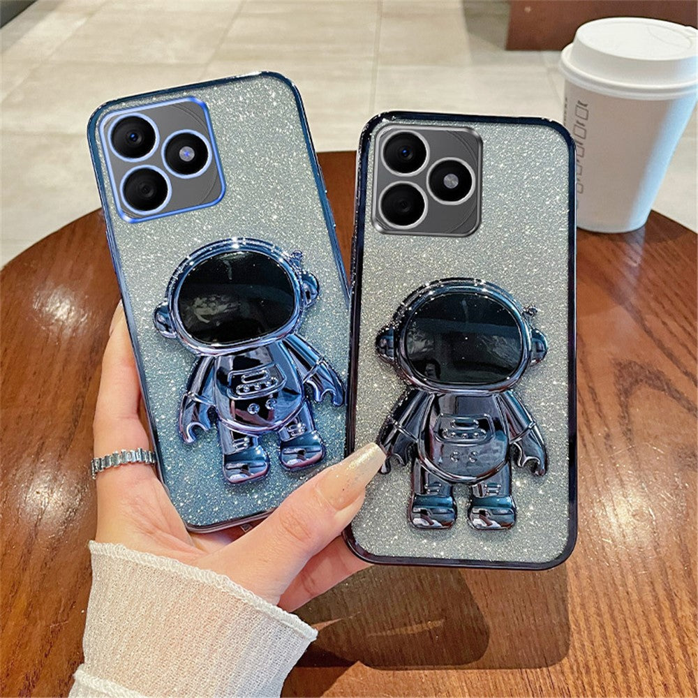 For Honor X50i+ 5G Electroplating PC+TPU Case Astronaut Kickstand Phone Cover