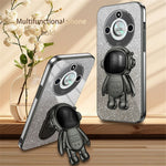 For Honor X50 5G Glitter Powder PC+TPU Case Astronaut Kickstand Phone Cover