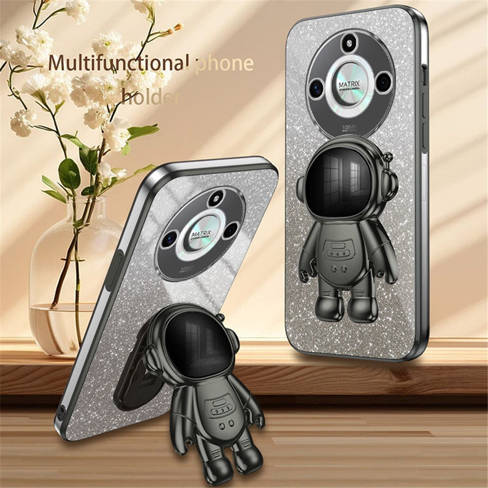 For Honor X50 5G Glitter Powder PC+TPU Case Astronaut Kickstand Phone Cover
