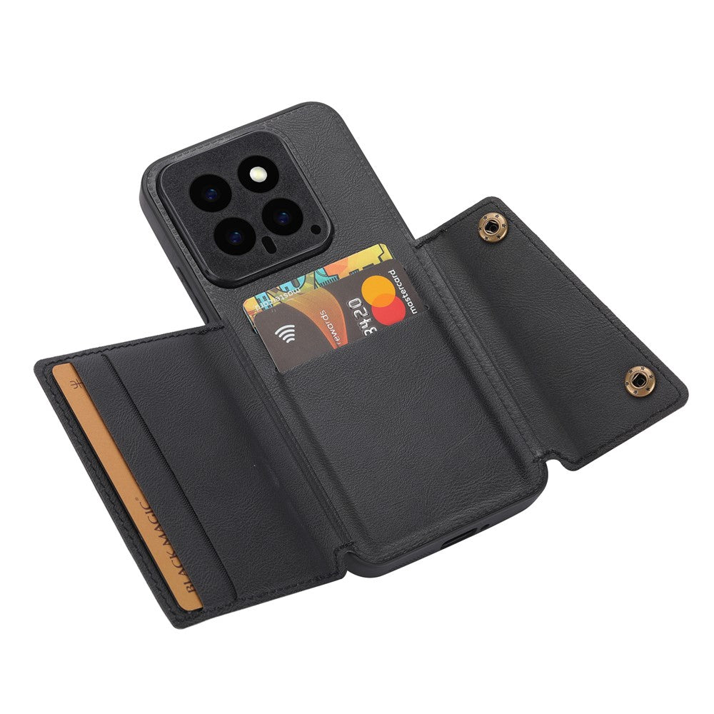 For Xiaomi 14 Case Card Holder PU Leather Coated TPU Kickstand Phone Cover