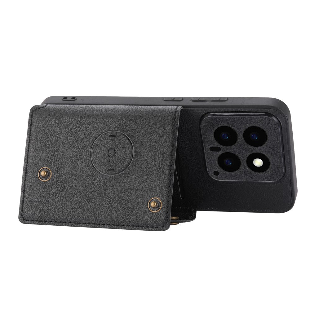 For Xiaomi 14 Case Card Holder PU Leather Coated TPU Kickstand Phone Cover
