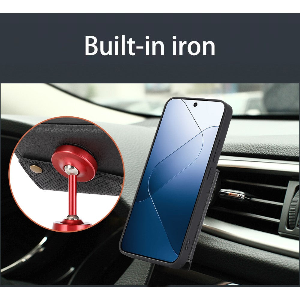 For Xiaomi 14 Case Card Holder PU Leather Coated TPU Kickstand Phone Cover