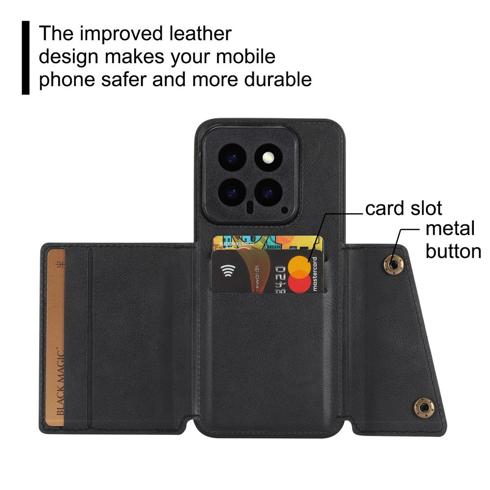 For Xiaomi 14 Case Card Holder PU Leather Coated TPU Kickstand Phone Cover