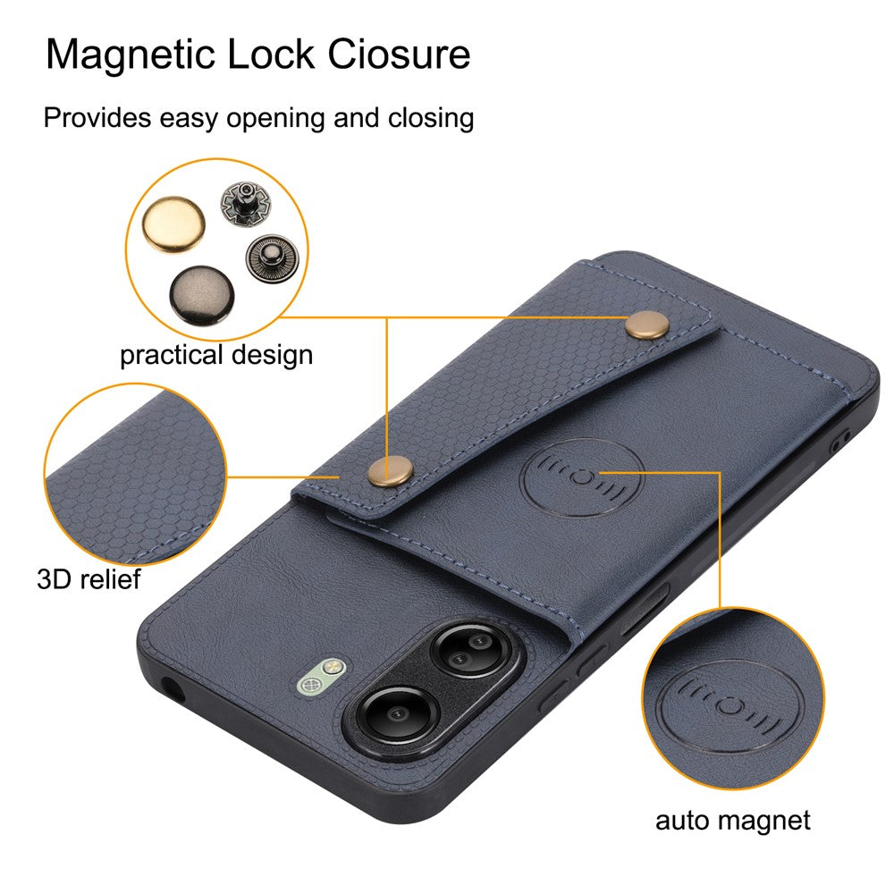 For Xiaomi Redmi 13C 4G / Poco C65 4G Kickstand Case Card Holder Leather + TPU Cover
