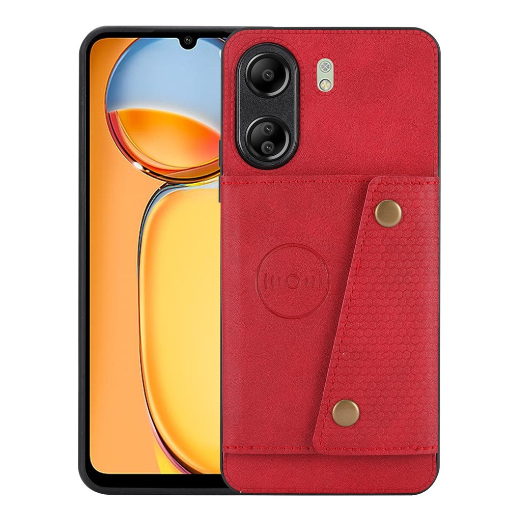For Xiaomi Redmi 13C 4G / Poco C65 4G Kickstand Case Card Holder Leather + TPU Cover