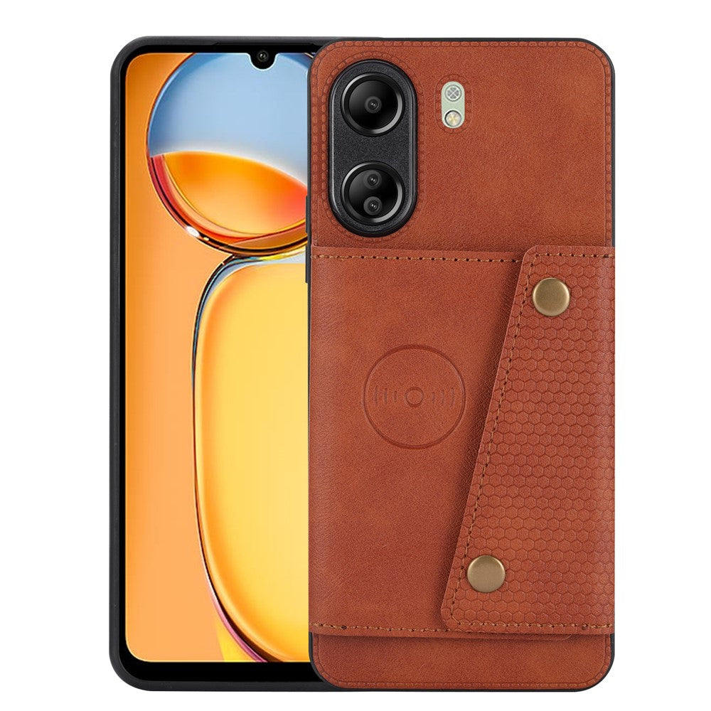 For Xiaomi Redmi 13C 4G / Poco C65 4G Kickstand Case Card Holder Leather + TPU Cover