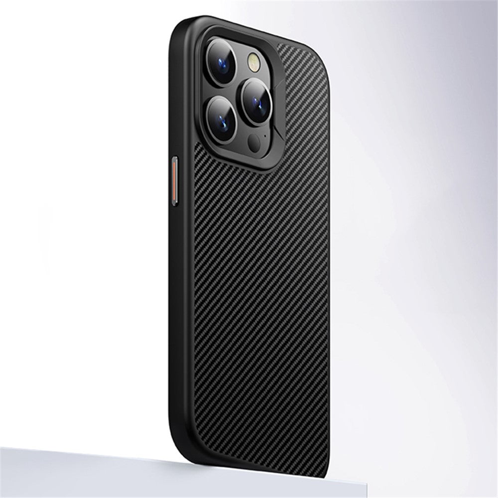 For iPhone 15 Pro Case Carbon Fiber Texture PC + TPU Magnetic Phone Cover