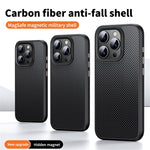 For iPhone 15 Pro Case Carbon Fiber Texture PC + TPU Magnetic Phone Cover
