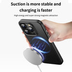 For iPhone 15 Pro Case Carbon Fiber Texture PC + TPU Magnetic Phone Cover