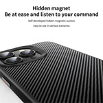 For iPhone 15 Pro Case Carbon Fiber Texture PC + TPU Magnetic Phone Cover