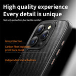 For iPhone 15 Pro Case Carbon Fiber Texture PC + TPU Magnetic Phone Cover