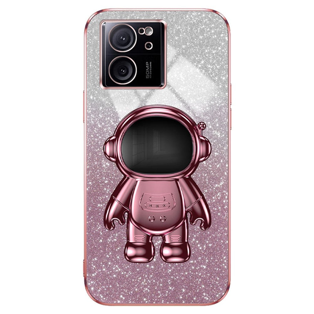 For Xiaomi Redmi K60 Ultra Glittery Powder Case PC+TPU Phone Cover with Astronaut Kickstand