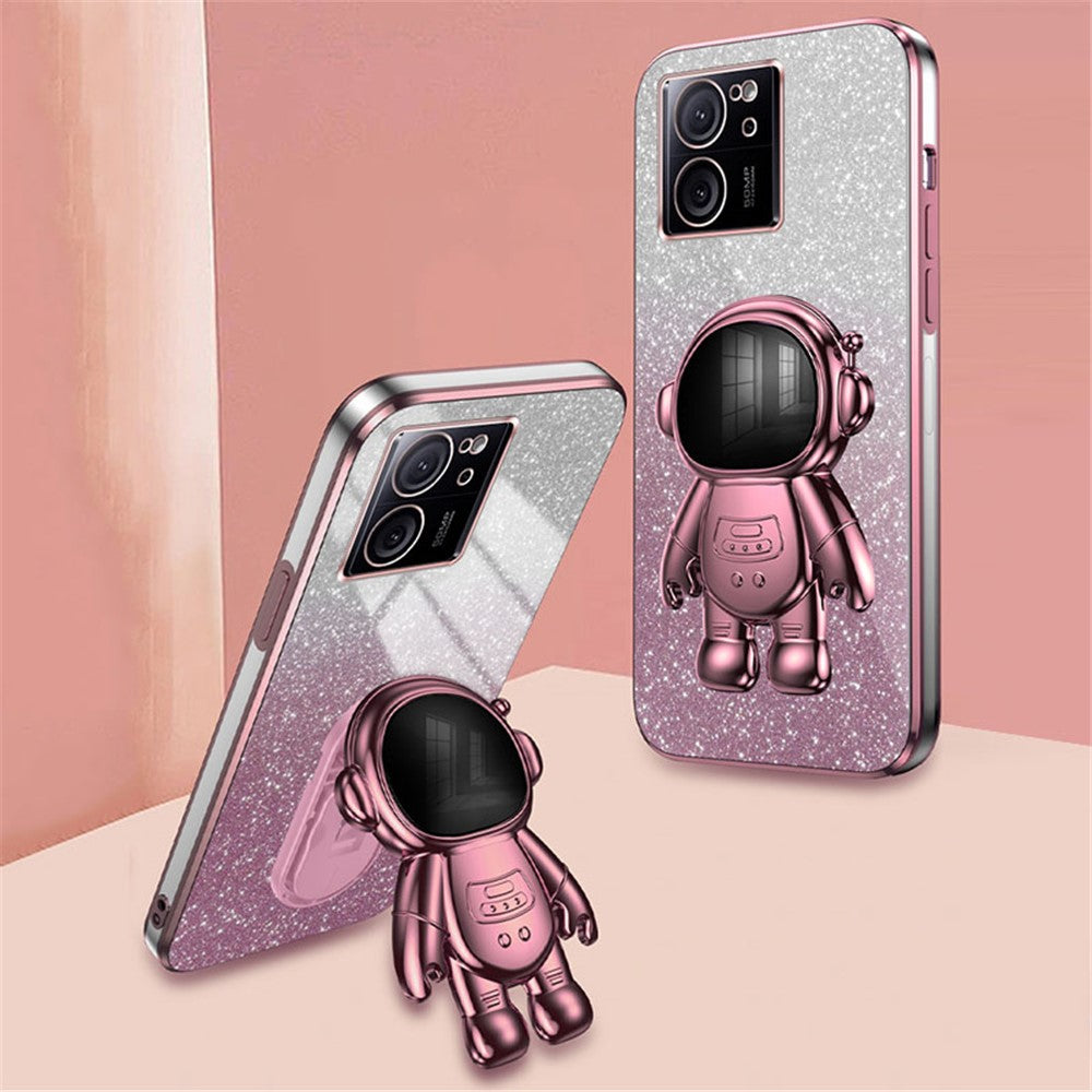 For Xiaomi Redmi K60 Ultra Glittery Powder Case PC+TPU Phone Cover with Astronaut Kickstand