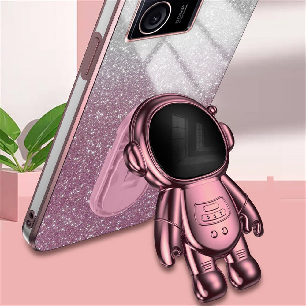 For Xiaomi Redmi K60 Ultra Glittery Powder Case PC+TPU Phone Cover with Astronaut Kickstand