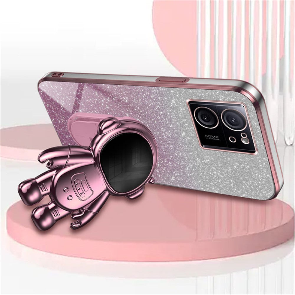 For Xiaomi Redmi K60 Ultra Glittery Powder Case PC+TPU Phone Cover with Astronaut Kickstand