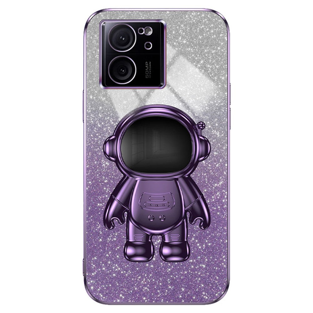 For Xiaomi Redmi K60 Ultra Glittery Powder Case PC+TPU Phone Cover with Astronaut Kickstand